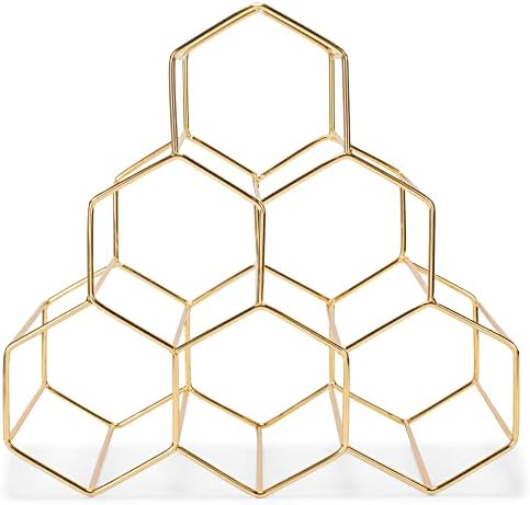 NAT Jules Honeycomb Gold Tone Wine Rack 1
