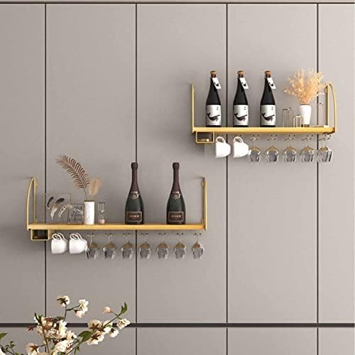 Wall-Mounted Wine Glass Holder with Solid Wood and Iron
