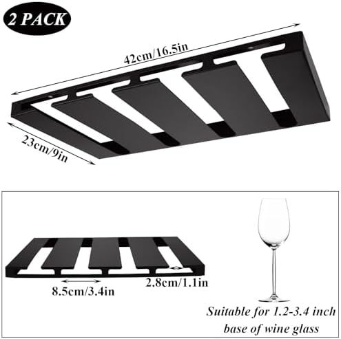 LDXDRU 2 Pack Wine Glass Holder Under Cabinet