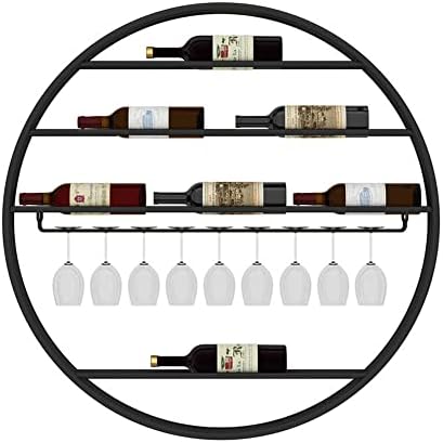 Wall Mounted Iron Wine Rack with Glass Holder