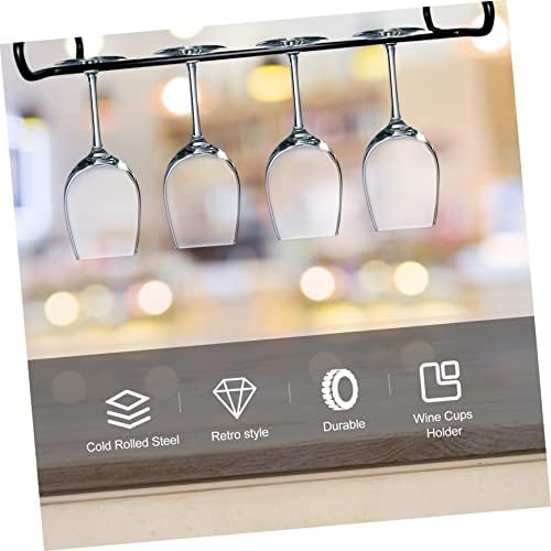 Cabilock Iron Art Wine Glass Holder Rack - Space-saving Black Single Row