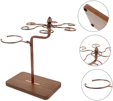 Ciieeo 1pc Iron Wood Wine Glass Holder