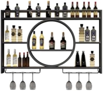 SilteD Wall-Mounted Wine Rack - 120x15x80Cm Black Metal