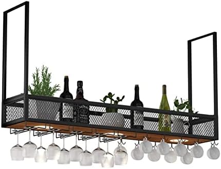 ZJDYDY Ceiling Wine Rack Black Wrought Iron Wall-Mounted Storage Hanger