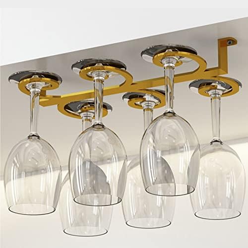 Elegant Gold Wine Glass Hanger Under Cabinet with 6 Slots