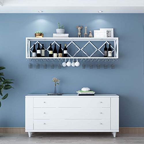 Wall-Mounted Wine Rack with Partitions and Bottle Holder