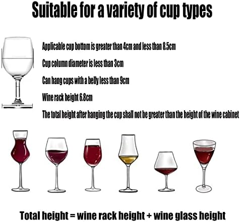 WORDFUN Metal Wine Glass Rack - Single Row White No Punching