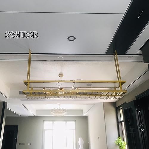 SAGIDAR Ceiling Wine Rack Adjustable 3-Tier Metal Holder