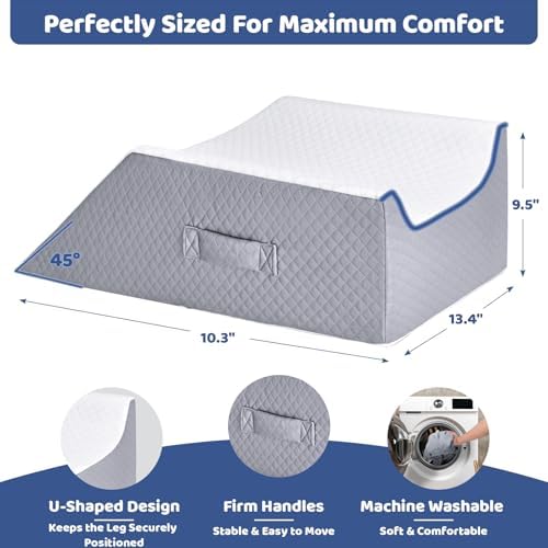 Leg Elevation Pillow with Memory Foam for Post Surgery Relief