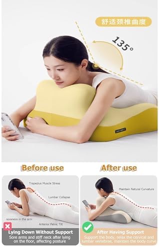Light Yellow Bed Rest Pillow with Neck Support