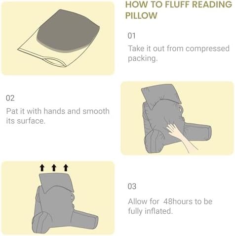 Unisakey Reading Pillow with Headrest and 3 Pockets Yellow Green