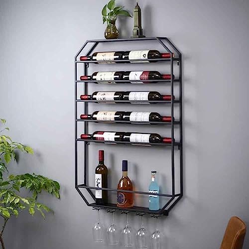 Wall Mounted Wine Rack with Glass Holder Black 70x85x100cm