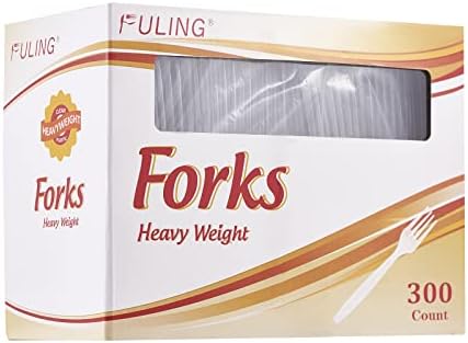 FULING 300 Count Clear Plastic Forks Heavy Duty