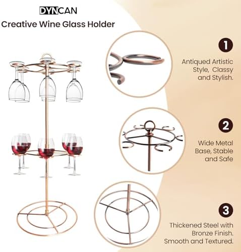 Dyncan 2-Tier Wine Glass Holder with Organizer Hanger