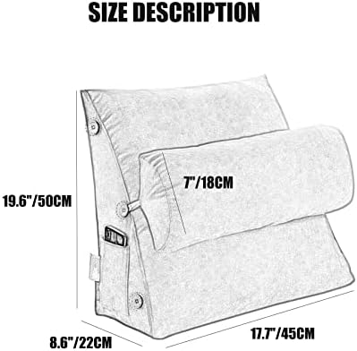ZZYK Triangular Headboard Backrest Pillow - Grey 177 Adjustable Comfort Support