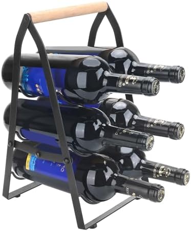Decorelement 6 Bottle Wine Rack with Handle 3 Tier Collapsible