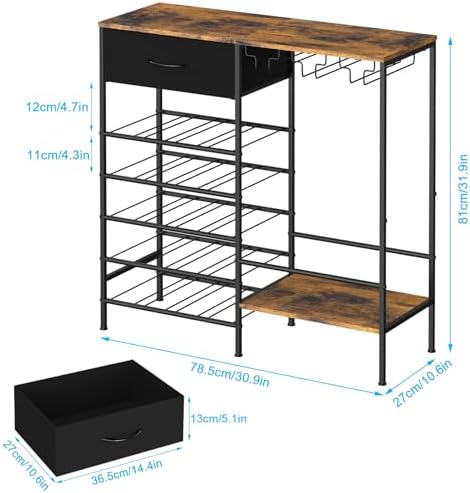 MOOACE Freestanding Wine Rack with Storage Glass Holder