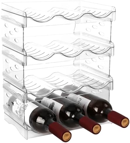 EZ COZY Stackable Wine Rack - 4 Tier for 12 Bottles