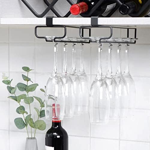 WORDFUN Wine Glass Rack Under Cabinet White Single Row Metal