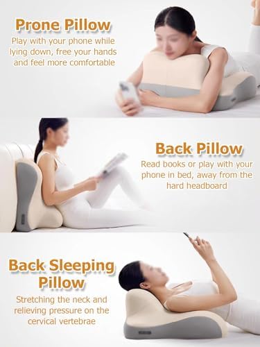 JYHHCYS Memory Foam Prone Pillow with Headrest Blue