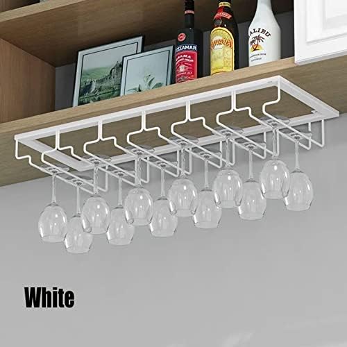 WORDFUN Wine Glass Rack Under Shelf 8 Rows Black Metal