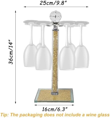 HMRCYTE Crystal Wine Glass Holder 6 Hook Gold