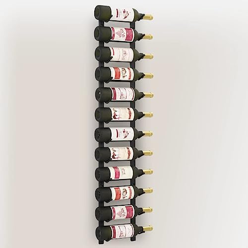 Wall Mounted Wine Rack for 12 Bottles Black Iron
