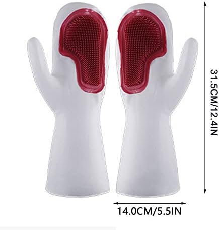 Durable Reusable Cleaning Gloves with Brush for Kitchen and Household Use
