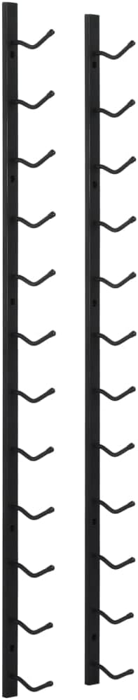 Wall Mounted Wine Rack for 12 Bottles Black Iron