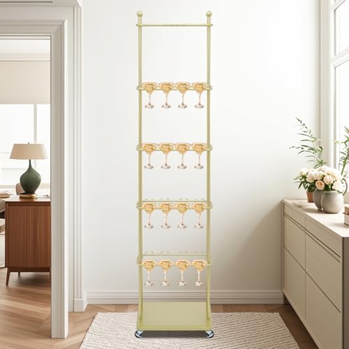 Freestanding Champagne Glass Holder with 5 Tiers and Wheels