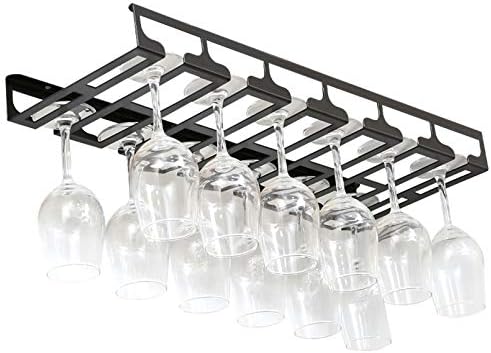 Black Wine Glass Rack Under Cabinet - Metal Organizer