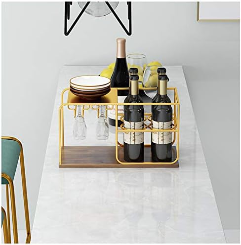 BOCbco Gold Freestanding Wine Rack with 4 Bottles and 4 Glasses