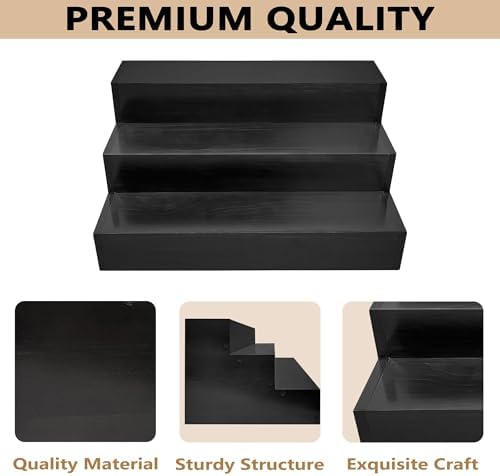 Royxen 3 Tier Wood Liquor Bottle Shelf 16 Black