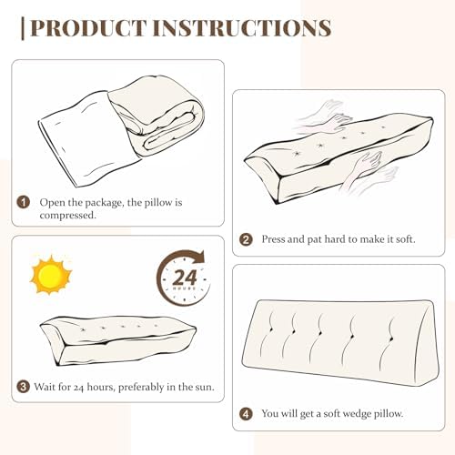 Hobychild Large Headboard Wedge Pillow with Removable Cover