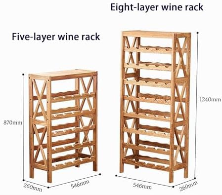 JSWHYBD Oak Wine Rack Freestanding 35 Bottles 12 Glasses