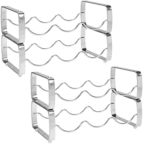 mDesign 3 Bottle Metal Wine Rack - 4 Pack Chrome