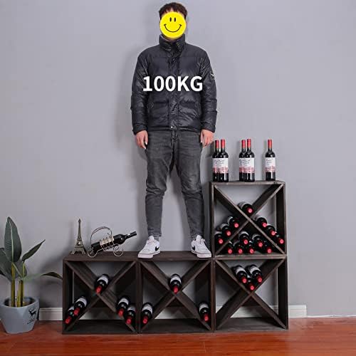 Black Wooden 24 Bottle Wine Rack Cabinet