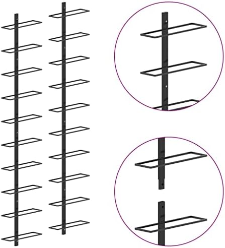 Wall-Mounted Wine Rack for 20 Bottles 2 pcs Metal Frame