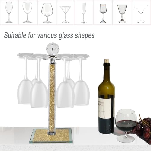 HMRCYTE Crystal Wine Glass Holder 6 Hook Gold