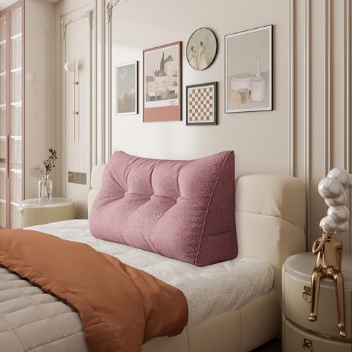 Homecozy Bed Wedge Pillow Headboard - Light Pink Velvet 39IN