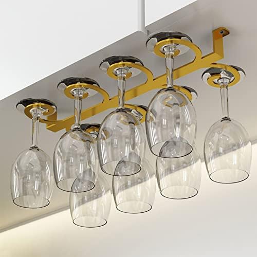DTDMY Gold Wine Glass Rack Under Cabinet Holder