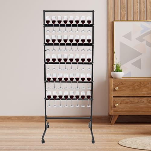 5 Tier Champagne Glass Holder with Lockable Wheels - Black