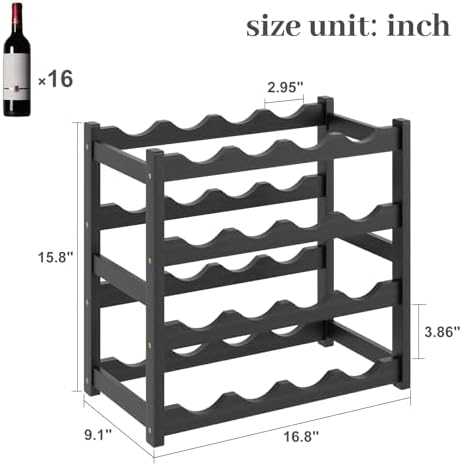 AUGOHCMIL 4-Tier Bamboo Wine Rack Black 1