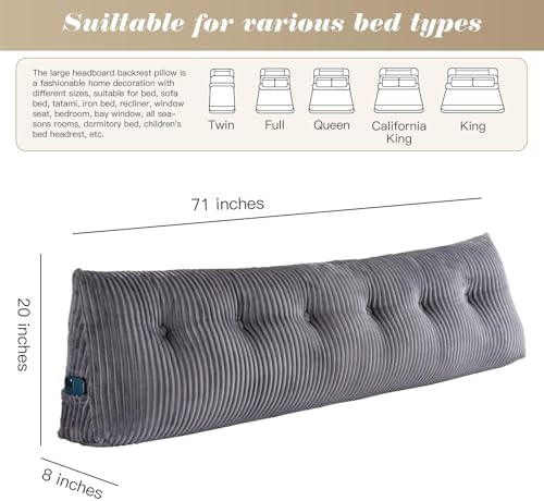 Activance Large Triangular Headboard Pillow with Removable Cover