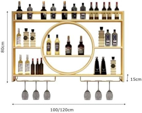 SilteD Wall-Mounted Wine Rack - 120x15x80Cm Black Metal