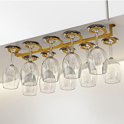 DTDMY Gold Wine Glass Rack Under Cabinet