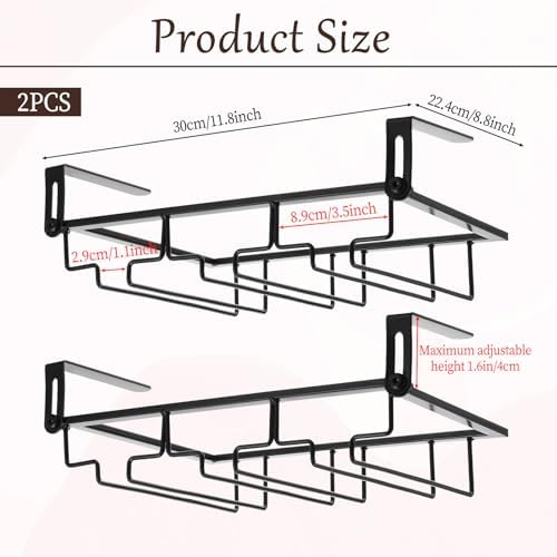Adjustable 2Pcs Wine Glass Rack for Cabinet and Shelf