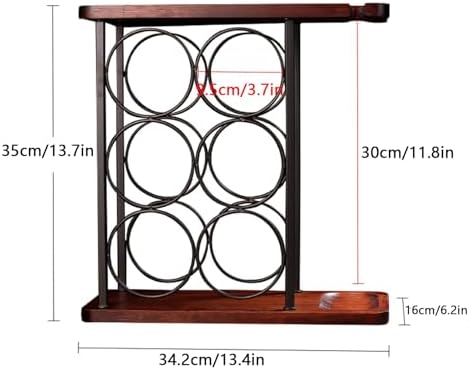 Gold Metal Wine Rack with 6 Bottles and 2 Goblets