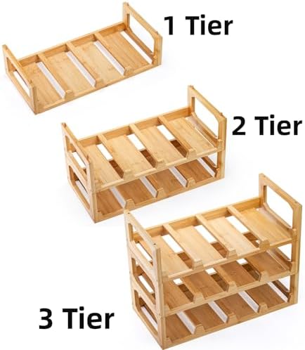 3 Tier Bamboo Water Bottle Organizer for Kitchen Cabinet