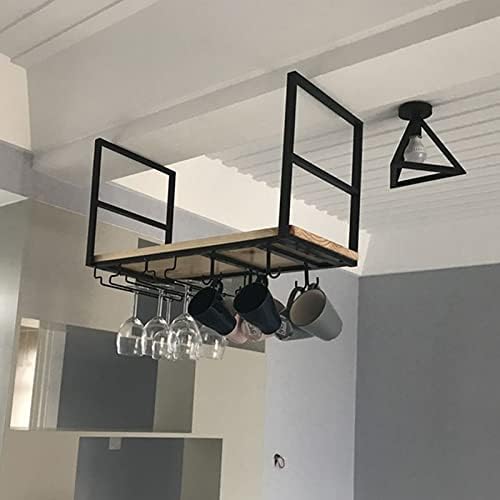 Ceiling Hanging Shelf Wine Rack with Glass Holder and Pot Pan Rack